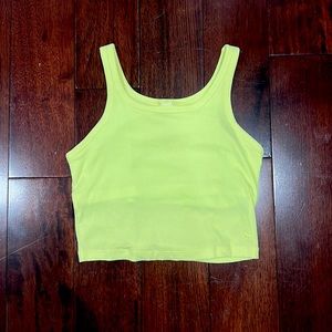 Neon green built-in bra tank top